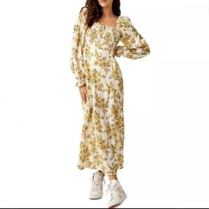 Free People Women's Jaymes Floral Print Long Sleeve Midi Dress, NWTs Sz Large